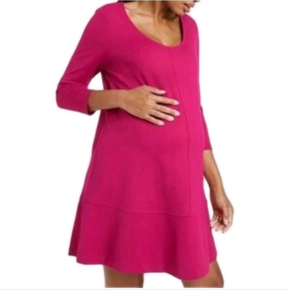 The Nines By Hatch Maternity Tunic Woman Sz XXL Magenta Scoop Neck 3/4 Sleeves